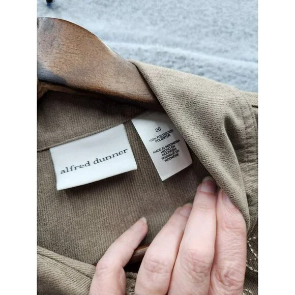 Alfred Dunner Womens Embroidered Tan Jacket & Elastic Waist Pants Set Size 20 Co - Picture 4 of 9